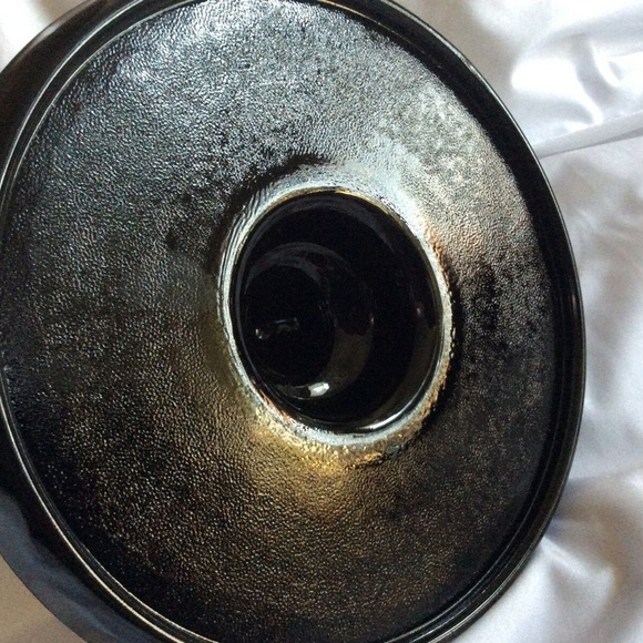 Vtg 1950s Black Glass Cosmetic or Jelly Spice Jars Center Handle Tray Cuddy - Picture 4 of 5